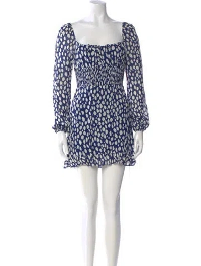 Pre-owned Reformation Printed Mini Dress In Blue