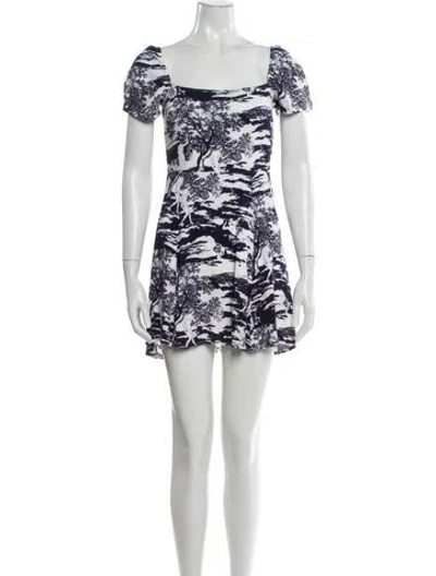 Pre-owned Reformation Printed Mini Dress In Blue