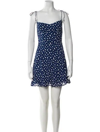 Pre-owned Reformation Printed Mini Dress In Blue