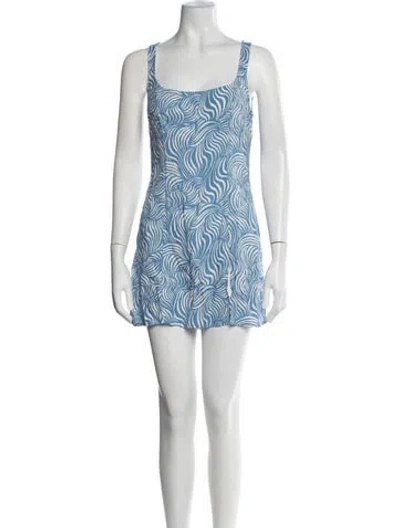 Pre-owned Reformation Printed Mini Dress In Blue