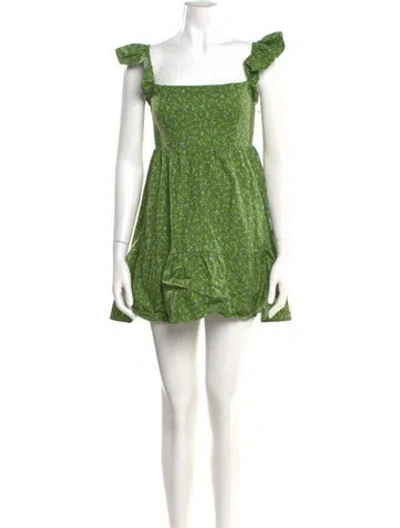 Pre-owned Reformation Printed Mini Dress In Green