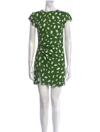 Pre-owned Reformation Printed Mini Dress In Green