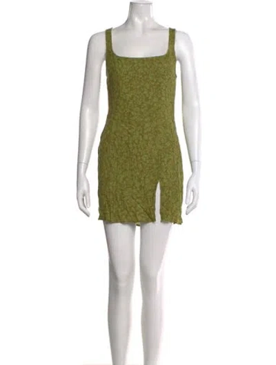 Pre-owned Reformation Printed Mini Dress In Green