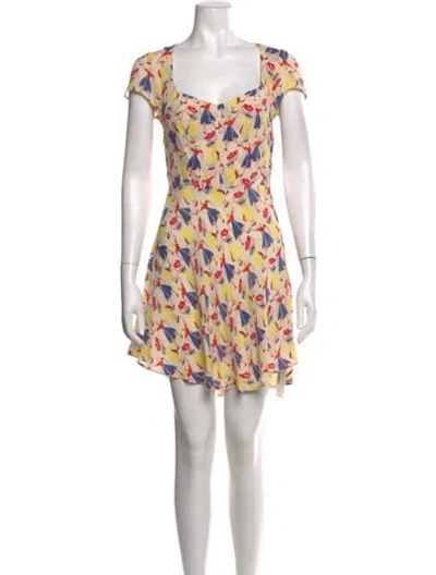 Pre-owned Reformation Printed Mini Dress In Neutrals