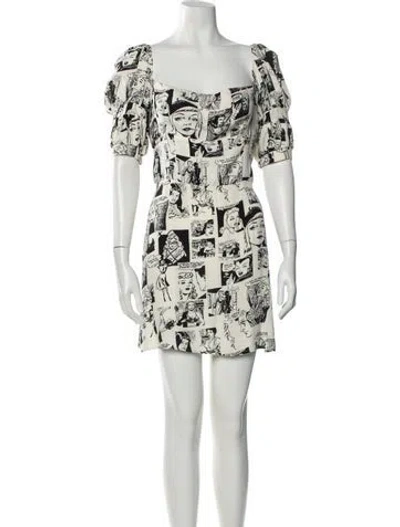 Pre-owned Reformation Printed Mini Dress In White