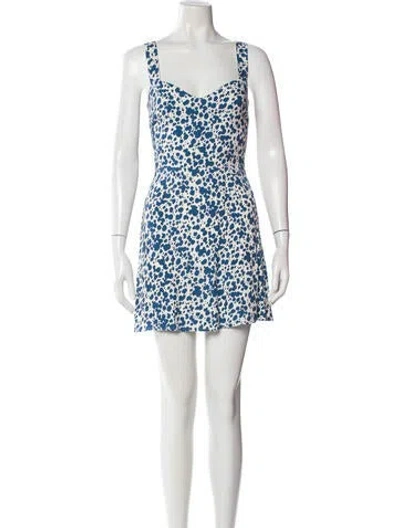 Pre-owned Reformation Printed Mini Dress In White