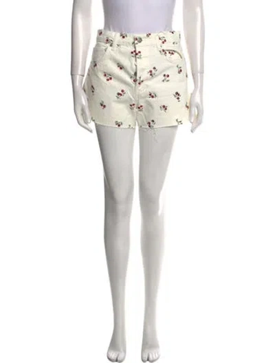 Pre-owned Reformation Printed Mini Shorts In White