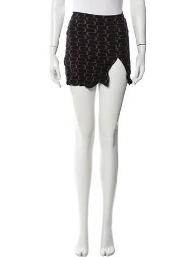 Pre-owned Reformation Printed Mini Skirt In Black