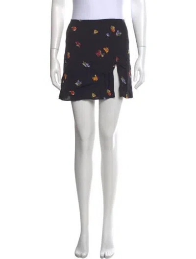 Pre-owned Reformation Printed Mini Skirt In Black