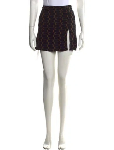 Pre-owned Reformation Printed Mini Skirt In Black