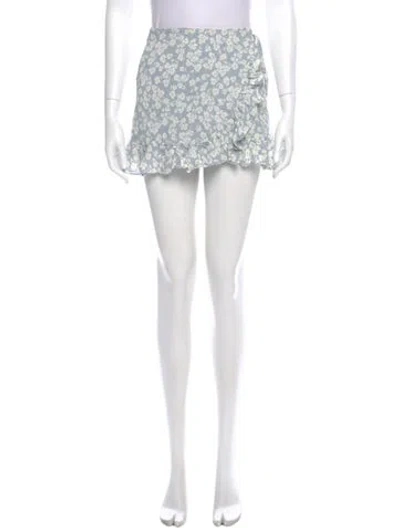 Pre-owned Reformation Printed Mini Skirt In Blue