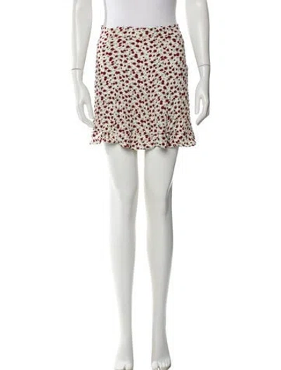 Pre-owned Reformation Printed Mini Skirt In White