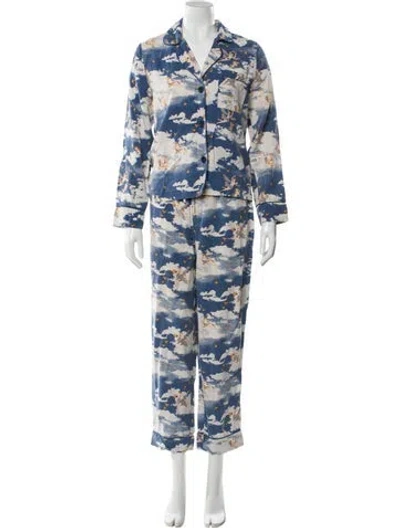 Pre-owned Reformation Printed Pajamas In Blue