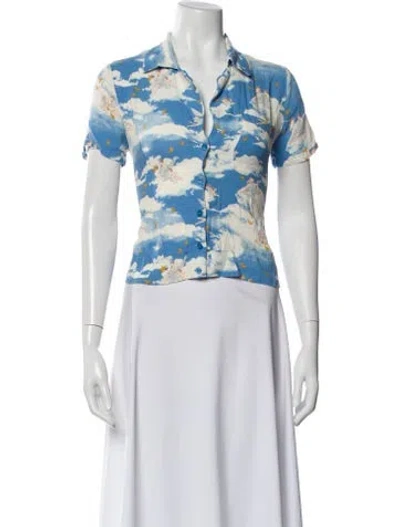 Pre-owned Reformation Printed Pajamas In Blue
