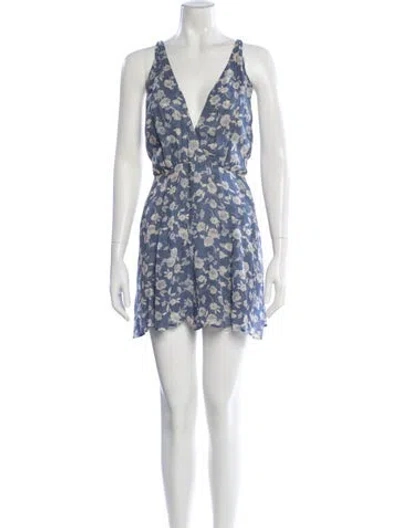 Pre-owned Reformation Printed Plunge Neckline Romper In Neutral