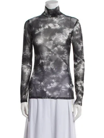 Pre-owned Reformation Printed Turtleneck Sweatshirt In Blue