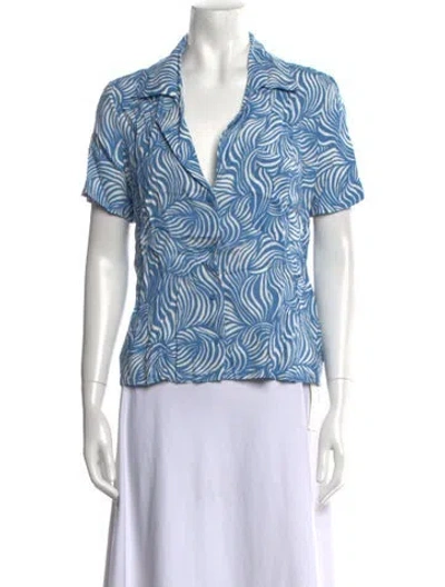 Pre-owned Reformation Printed V-neck Blouse In Multi