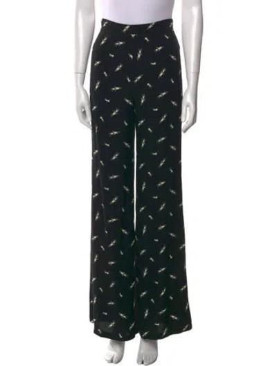 Pre-owned Reformation Printed Wide Leg Pants In Black