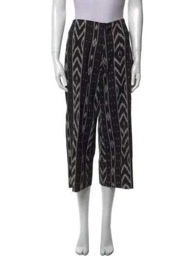 Pre-owned Reformation Printed Wide Leg Pants In Black