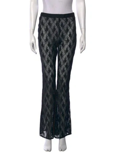 Pre-owned Reformation Printed Wide Leg Pants In Black