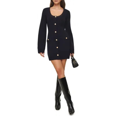 Reformation Priscilla Long Sleeve Wool Sweater Dress In Navy