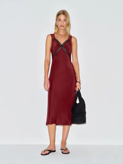 Reformation Provence Silk Dress Pink Xs In Red