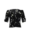 Reformation Puff Sleeve Floral-print Blouse In Black Cotton In Black