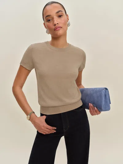 Reformation Pull Ras-du-cou En Coton Et Lin Aviva In Brown