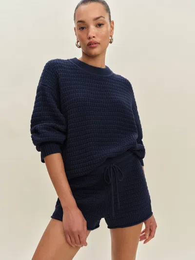 Reformation Pull Ras-du-cou Oversize En Coton Collie In Blue