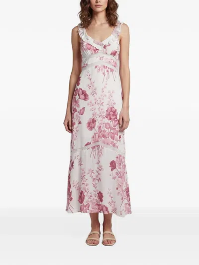 Pre-owned Reformation Purdie Floral-print Midi Dress In White