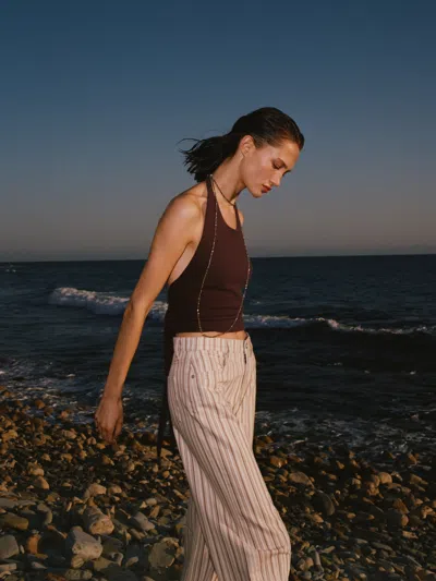 Reformation Quill Cashmere Halter Tank Top Brown Xs