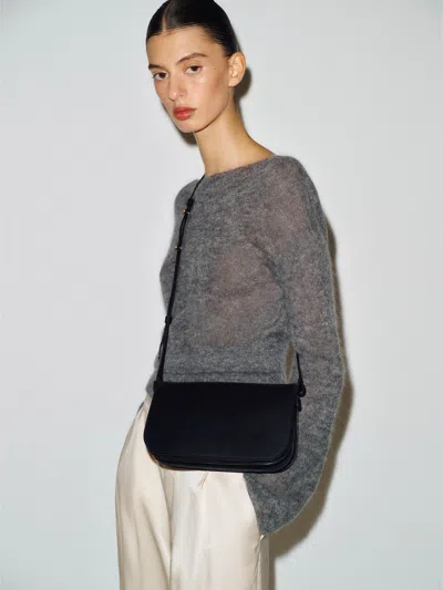 Reformation Rae Crossbody Bag Black Leather