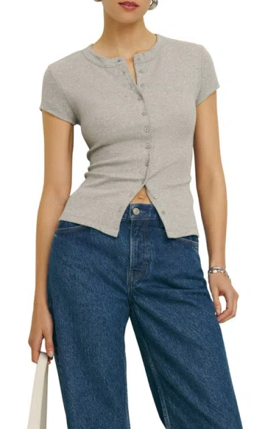 REFORMATION REFORMATION RAELYNN BUTTON FRONT ORGANIC COTTON KNIT TOP