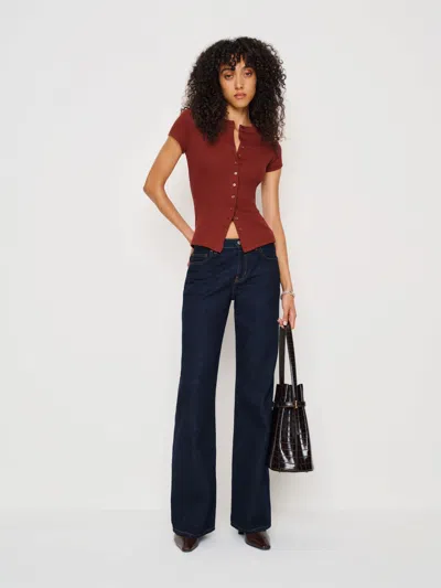 Reformation Raelynn Knit Top In Burgundy