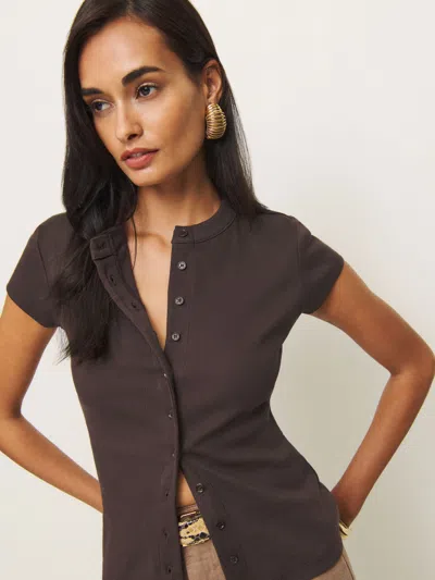 Reformation Raelynn Knit Top In Mole