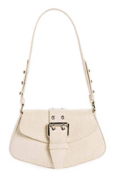 Reformation Rafaella Shoulder Bag In Milk Micro Croc-emboss