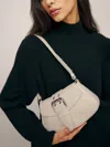 Reformation Rafaella Shoulder Bag In Milk Micro Croc-emboss