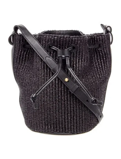 Pre-owned Reformation Raffia Bucket Bag In Black
