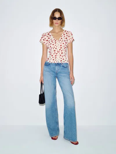 Reformation Ramona Top Ivory 8 In Multi