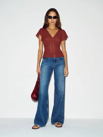 Reformation Top Ramona Rose 34 In Brown