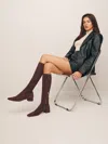 Reformation Raven Knee Boot In Espresso Stretch Suede