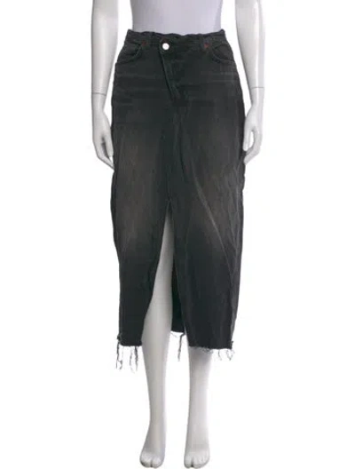 Pre-owned Reformation Raw-edge Trim Long Skirt In Black