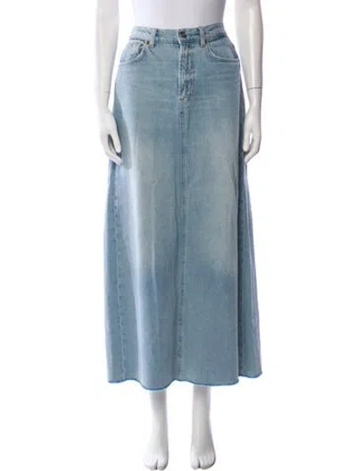 Pre-owned Reformation Raw-edge Trim Midi Length Skirt In Blue
