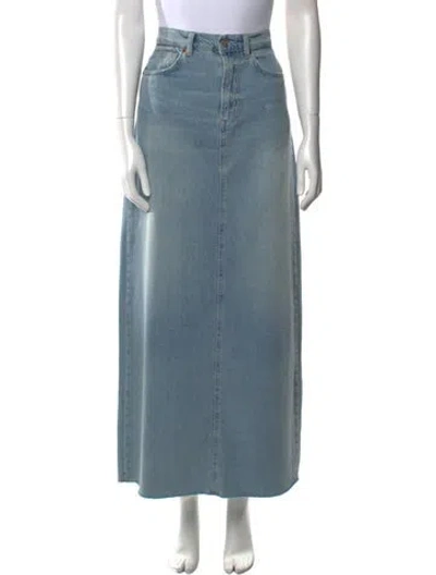 Pre-owned Reformation Raw-edge Trim Midi Length Skirt In Blue