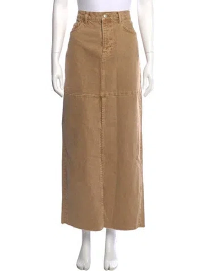 Pre-owned Reformation Raw-edge Trim Midi Length Skirt In Brown