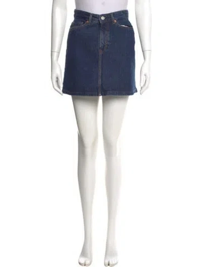 Pre-owned Reformation Raw-edge Trim Mini Skirt In Blue