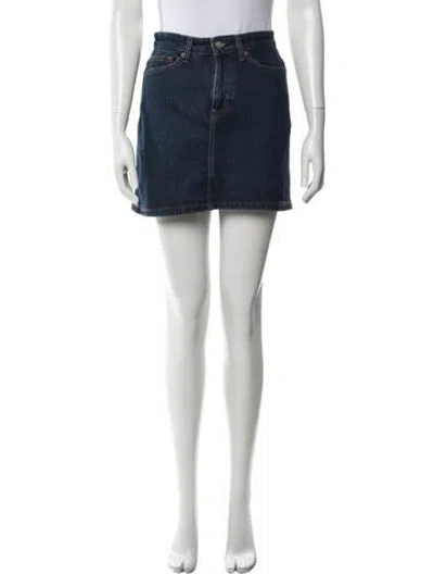 Pre-owned Reformation Raw-edge Trim Mini Skirt In Blue