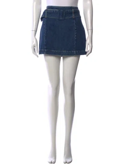 Pre-owned Reformation Raw-edge Trim Mini Skirt In Blue