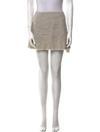 Pre-owned Reformation Raw-edge Trim Mini Skirt In Neutral