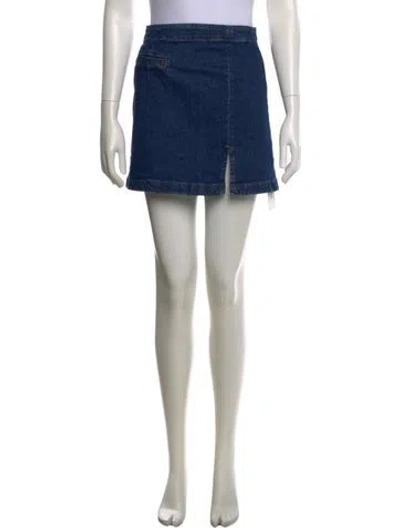 Pre-owned Reformation Raw-edge Trim Mini Skirt W/ Tags In Blue